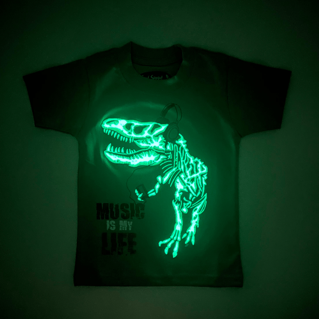 Glow In the Dark Dino T - White - SurfSprouts